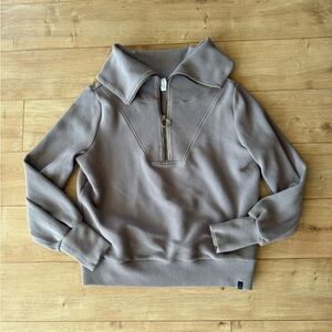 Varley Mauve Ribbed 1/4 Zip Pullover Medium Athleisure Luxe Minimalist